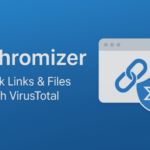 VTchromizer Chrome extension scanning a suspicious link with VirusTotal in 2025