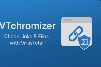 VTchromizer Chrome extension scanning a suspicious link with VirusTotal in 2025