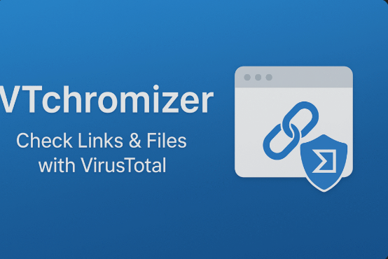 VTchromizer Chrome extension scanning a suspicious link with VirusTotal in 2025