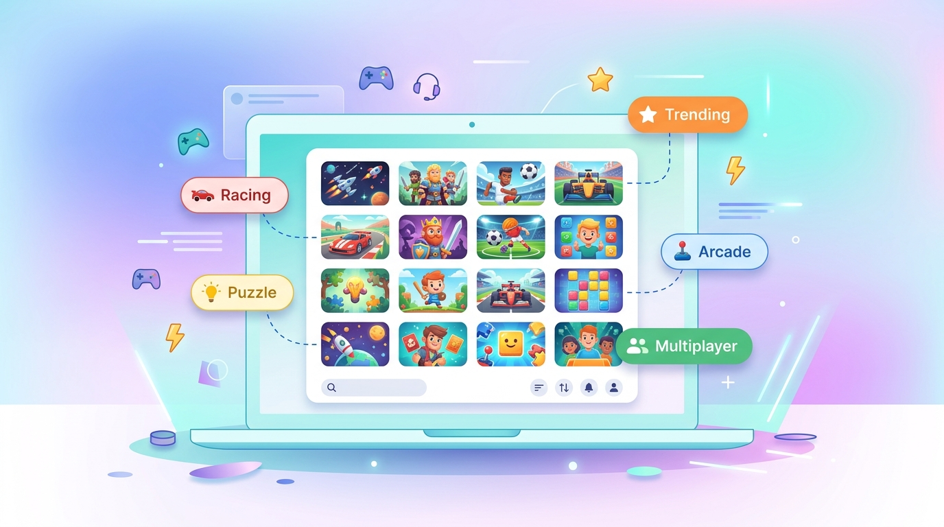 Hypackel Tag category system used to organize browser games by genre