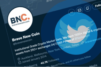 Illustration explaining what is the industry of bravenewcoin.com, showing blockchain data, crypto market charts, and financial research icons