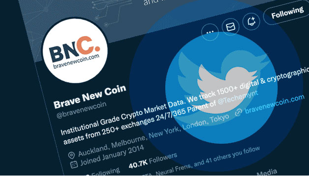Illustration explaining what is the industry of bravenewcoin.com, showing blockchain data, crypto market charts, and financial research icons